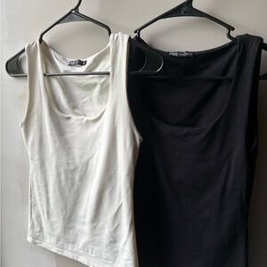 Set of 2 Zara Wide Strap Tanks with built-in bra